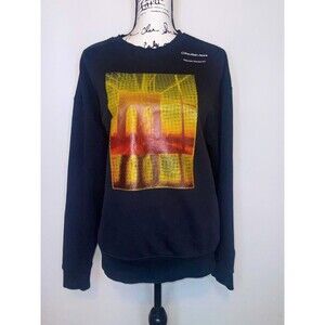 Calvin Klein New York Sweatshirt Mens SM Black Oversize Crew Neck Pullover